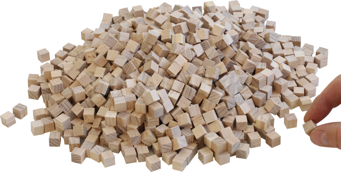 Kostky dřevěné přírodní 1cm, 1000ks